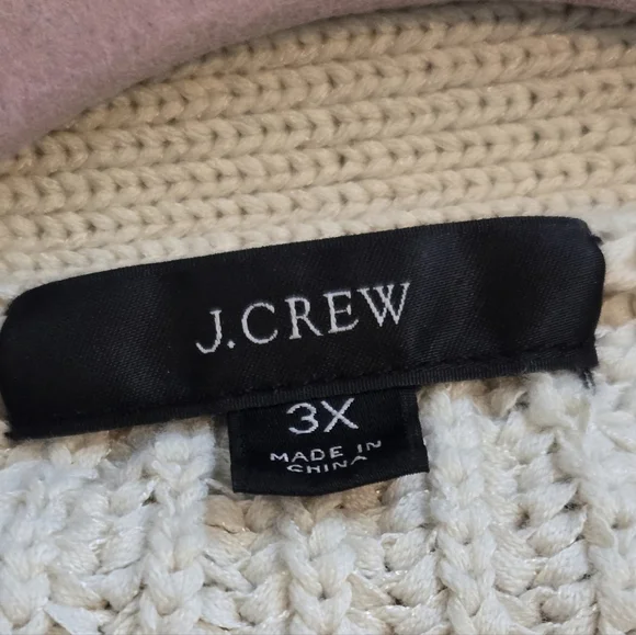 J.Crew Cropped Patch-Pocket Beach Cardigan Sweater 3X Cream Chunky Knit#0010 - Picture 4 of 8